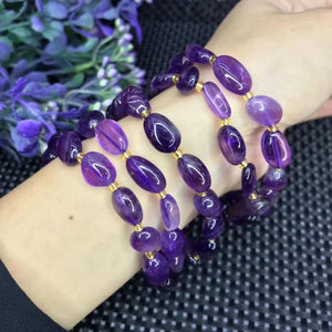 Natural Uruguay Amethyst Nugget Beads Bracelet Energy Reiki Healing Crystal