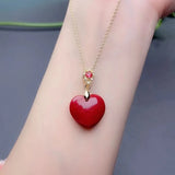 Love Heart Jade Pendant 925 Silver Gilt Purple Sand Necklace