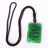 Natural Vintage Green Jade Dragon Pendant Gem Necklace