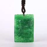 Natural Vintage Green Jade Dragon Pendant Gem Necklace
