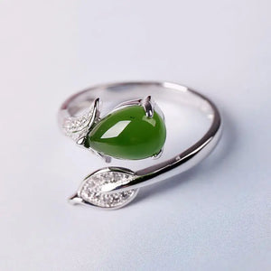 Hetian Chalcedony Ring Oval Egg Surface Smooth Adjustable Rings Anillos