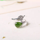 Hetian Chalcedony Ring Oval Egg Surface Smooth Adjustable Rings Anillos