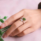 Hetian Chalcedony Ring Oval Egg Surface Smooth Adjustable Rings Anillos