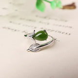 Hetian Chalcedony Ring Oval Egg Surface Smooth Adjustable Rings Anillos