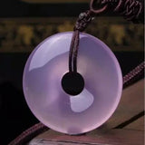 Violet Agate Chalcedony Peace Buckle Pendant Lucky Safety Amulet Jade Pendant
