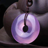 Violet Agate Chalcedony Peace Buckle Pendant Lucky Safety Amulet Jade Pendant