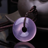 Violet Agate Chalcedony Peace Buckle Pendant Lucky Safety Amulet Jade Pendant