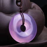 Violet Agate Chalcedony Peace Buckle Pendant Lucky Safety Amulet Jade Pendant