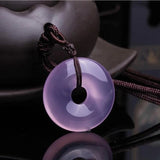 Violet Agate Chalcedony Peace Buckle Pendant Lucky Safety Amulet Jade Pendant