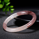 Hand-carved Natural Violet Golden Silk Jade Round Bar Bracelet