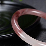 Hand-carved Natural Violet Golden Silk Jade Round Bar Bracelet