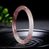 Hand-carved Natural Violet Golden Silk Jade Round Bar Bracelet