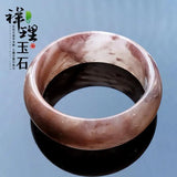 Natural Violet Golden Silk Jade Hand-carved Bracelet for Women
