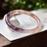 Natural Violet Hand Carved Thin Round Jade Bracelet Boutique Jewelry