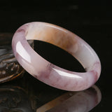 Natural Violet Silk Jade Wide Band Bracelet