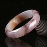 Natural Violet Silk Jade Wide Band Bracelet