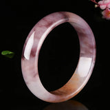 Natural Violet Silk Jade Wide Band Bracelet