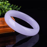 Natural Violet Hand Carved Wide Bar Jade Bracelet
