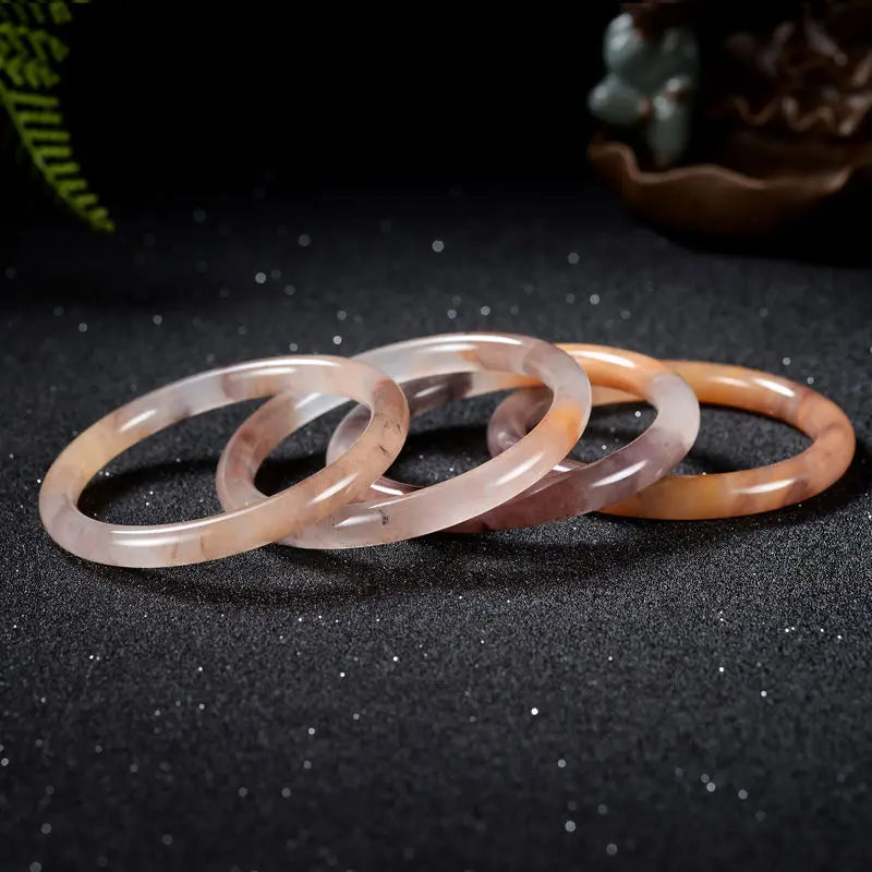Natural Violet Hand-carved Round Bar Bracelet Silk Jade Beauty Bracelet Gift