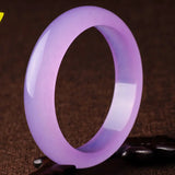 Natural Violet Hand-carved Wide Bracelet Men Women Pink Purple Flat