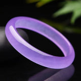 Natural Violet Hand-carved Wide Bracelet Men Women Pink Purple Flat