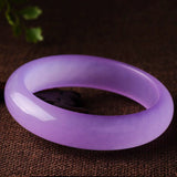 Natural Violet Hand-carved Wide Bracelet Men Women Pink Purple Flat