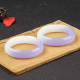 Natural Violet Handcarved Wide Band Bracelet Boutique Jewelry