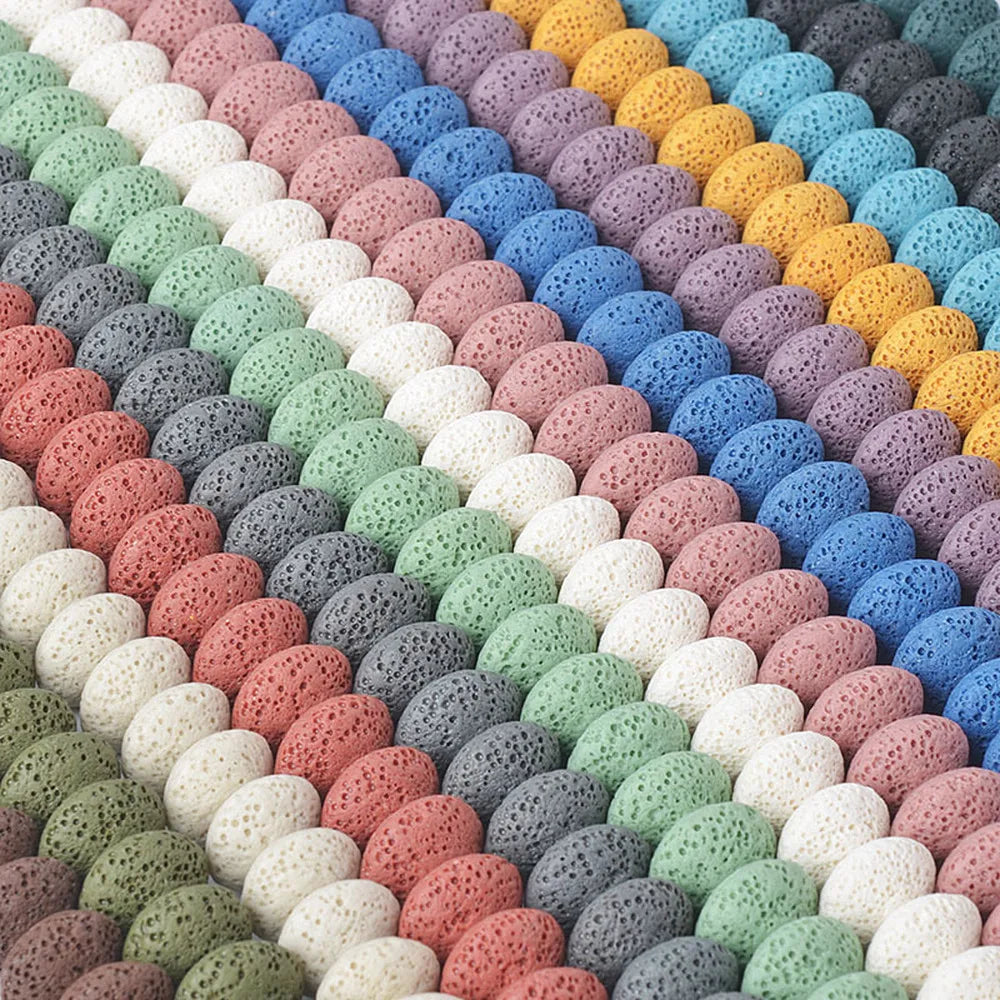 Volcanic Rock Large Hole Beads Colored Abacus Beads