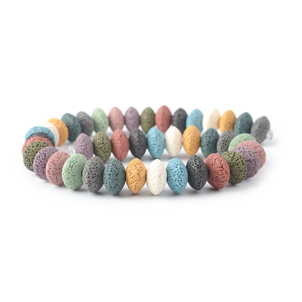 Volcanic Rock Large Hole Beads Colored Abacus Beads