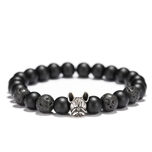 Matte Beads Bracelet with French Bulldog Charm