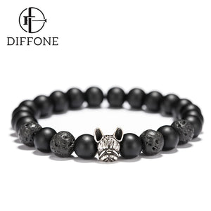 Matte Beads Bracelet with French Bulldog Charm