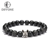 Matte Beads Bracelet with French Bulldog Charm
