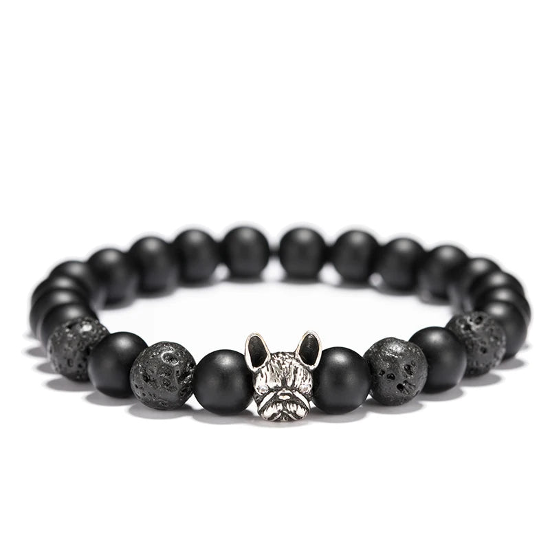 Matte Beads Bracelet with French Bulldog Charm