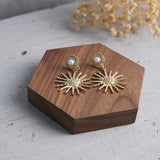 Walnut Wood Jewelry Display Tray Geometric Hexagon Organizer