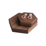 Walnut Wood Jewelry Display Tray Geometric Hexagon Organizer