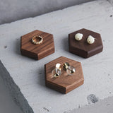 Walnut Wood Jewelry Display Tray Geometric Hexagon Organizer