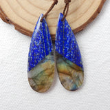 Labradorite And Lapis Lazuli Intarsia Earring Bead 42x14x4mm