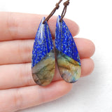 Labradorite And Lapis Lazuli Intarsia Earring Bead 42x14x4mm