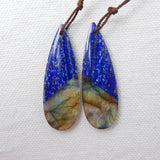Labradorite And Lapis Lazuli Intarsia Earring Bead 42x14x4mm