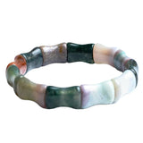 Natural Water Grass Agate Bamboo Knuckle Hand Bar Bracelet