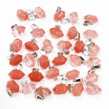 Watermelon Red Stone Hexagonal Pillar Ornament Necklace Pendants