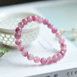 Natural Watermelon Red Tourmaline Lepidolite Stretch Bracelet 8mm 10mm