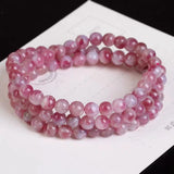 Natural Watermelon Tourmaline Bracelet 3 Laps Round Beads Red Tourmaline