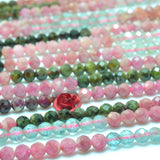 Watermelon Tourmaline Faceted Round Beads for Jewelry Making