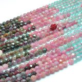 Watermelon Tourmaline Faceted Round Beads for Jewelry Making
