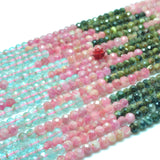 Watermelon Tourmaline Faceted Round Beads for Jewelry Making