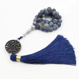 Weathered Agates Tasbih Prayer Beads Misbaha 33 Beads Cotton Tassel Rosary