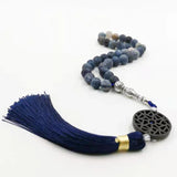 Weathered Agates Tasbih Prayer Beads Misbaha 33 Beads Cotton Tassel Rosary