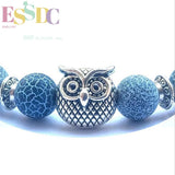 Weathered Stone Charm Bracelet with 8mm Tibetan Silver Owl