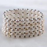 6-7mm Button Freshwater Pearl Beads Bracelet Women